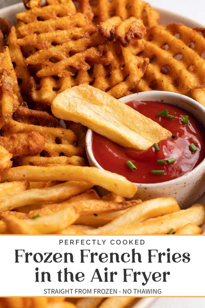 Pin graphic for air fryer frozen french fries