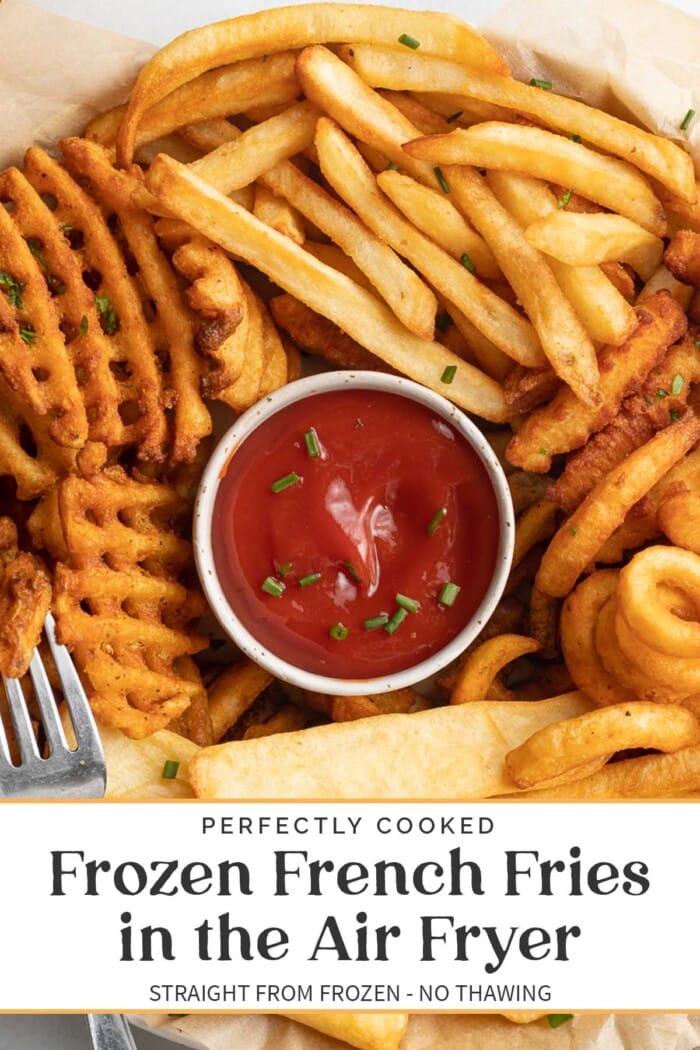 Pin graphic for air fryer frozen french fries