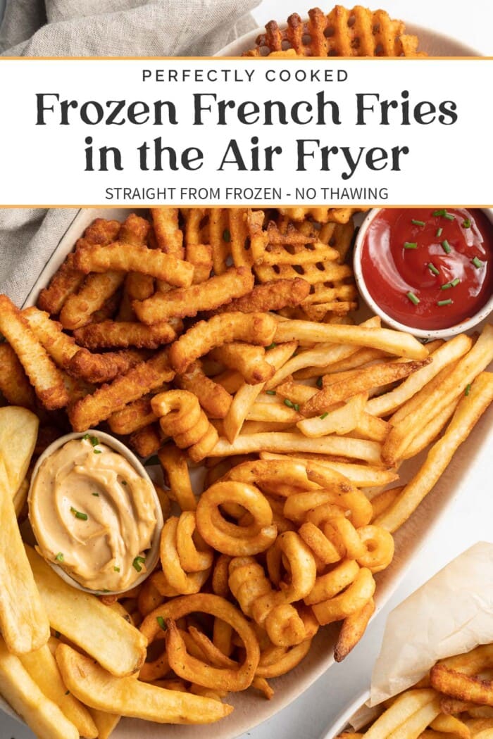 Pin graphic for air fryer frozen french fries