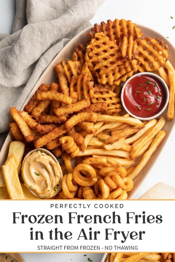 Pin graphic for air fryer frozen french fries