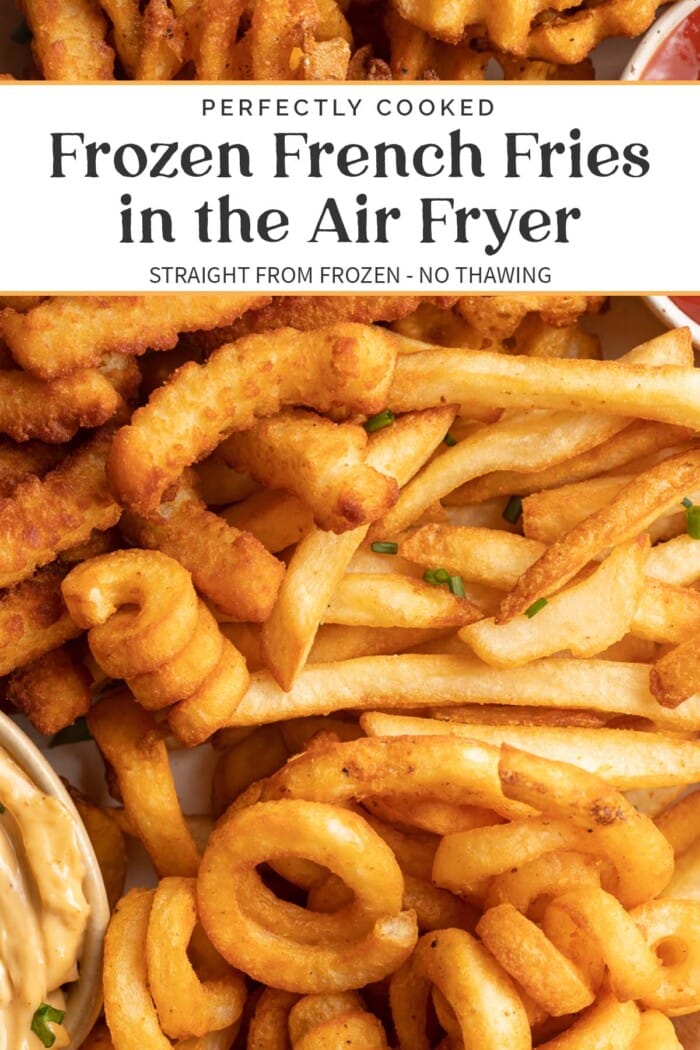 Pin graphic for air fryer frozen french fries