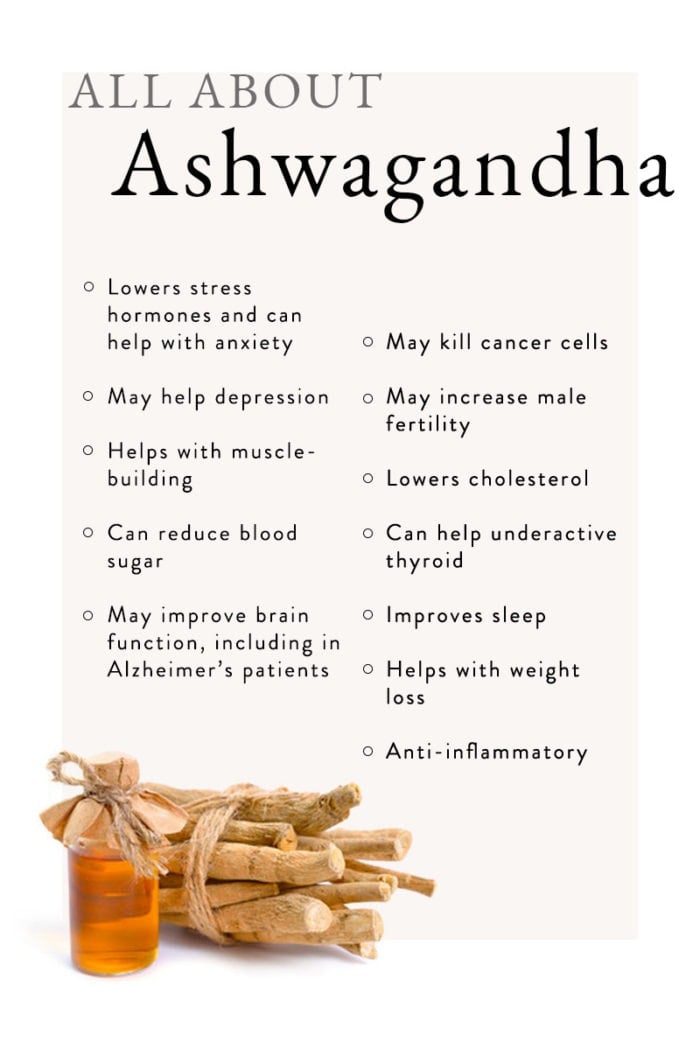 Graphic showing ashwagandha's benefits