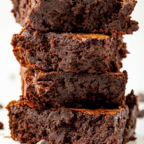 Stack of four delicious black bean brownies