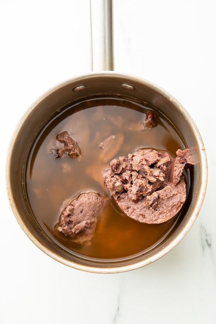 Black bean soup in a pot