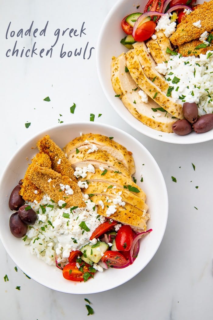 Greek chicken bowls