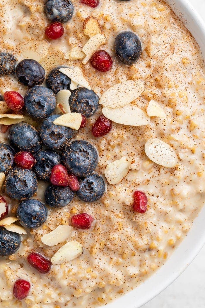 Bowl of overnight steel cut oats