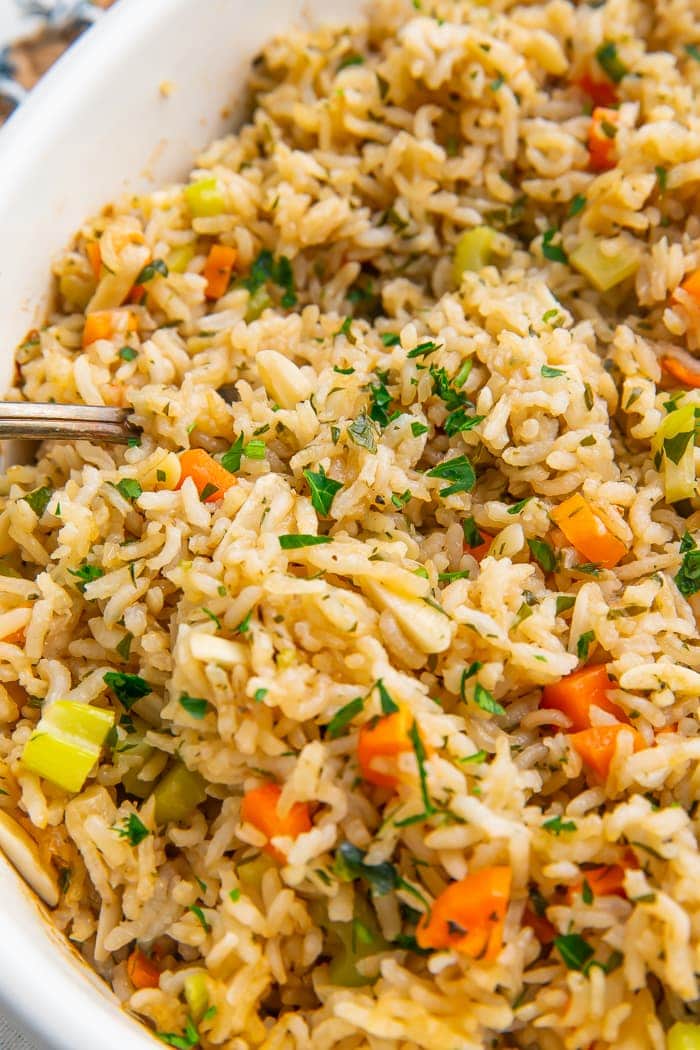 Close-up of rice pilaf