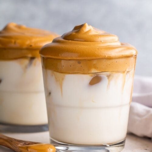 Whipped coffee in two glasses