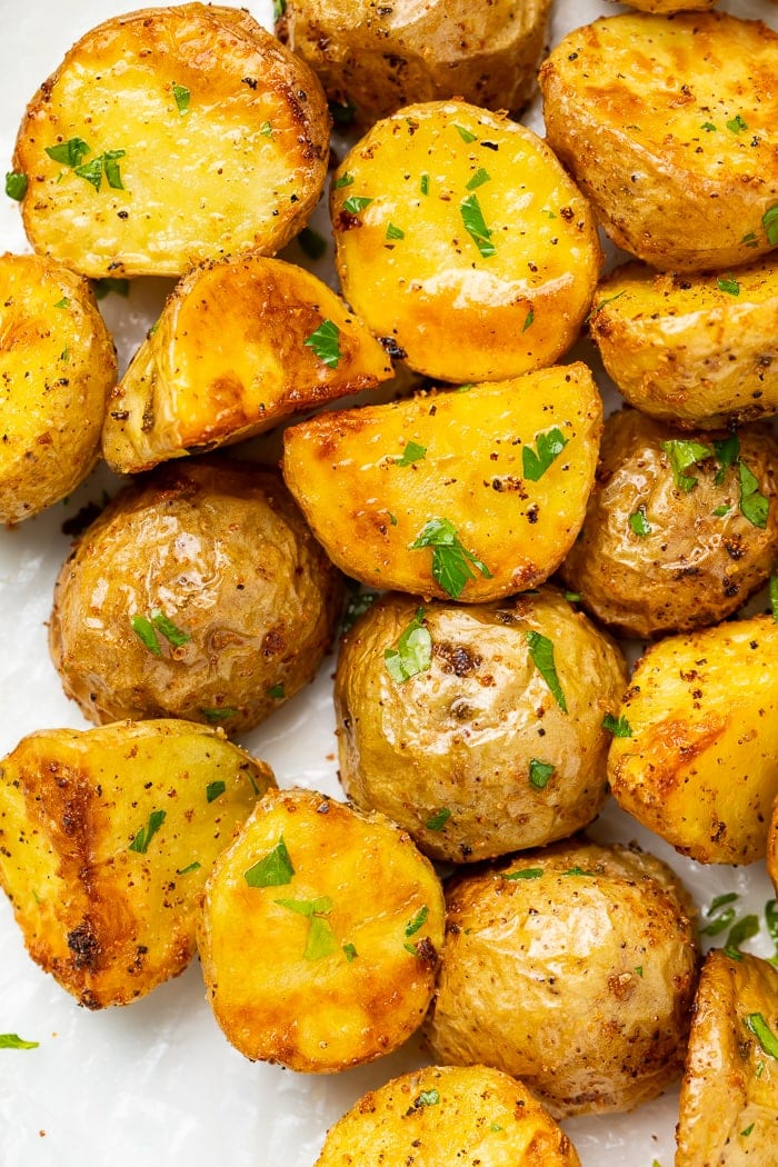 Close-up of air fryer potatoes