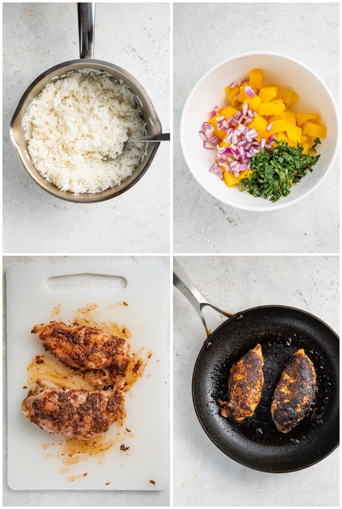 Instructions for jerk chicken bowls