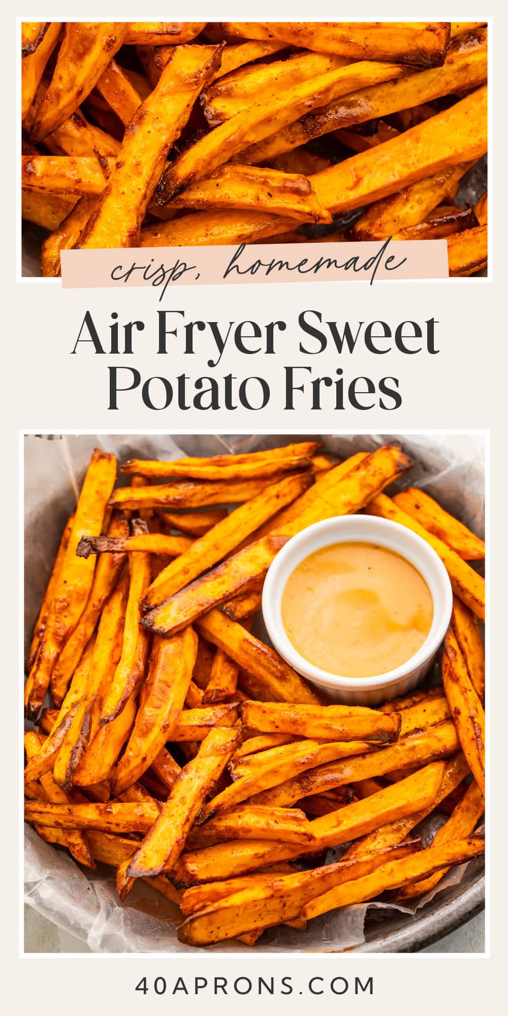 Pin graphic for air fryer sweet potato fries.