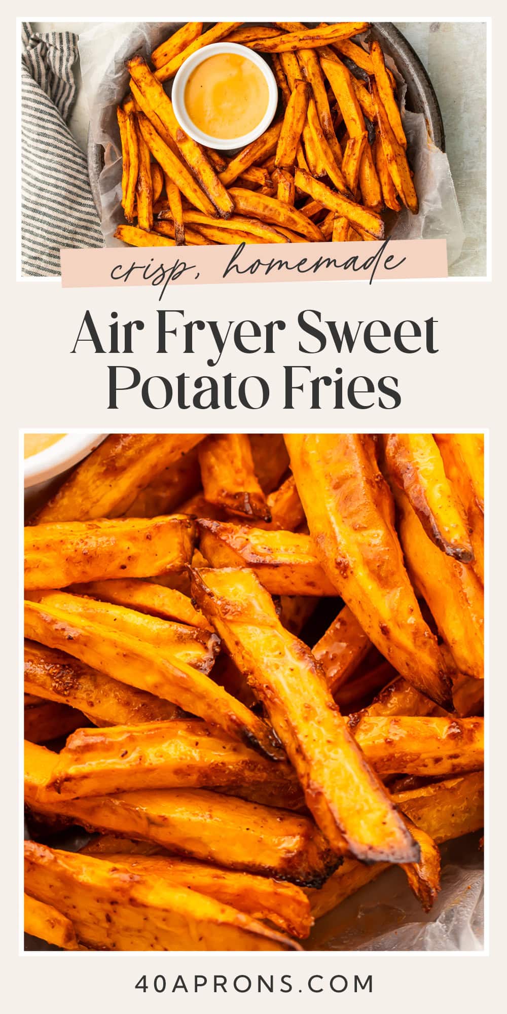 Pin graphic for air fryer sweet potato fries.