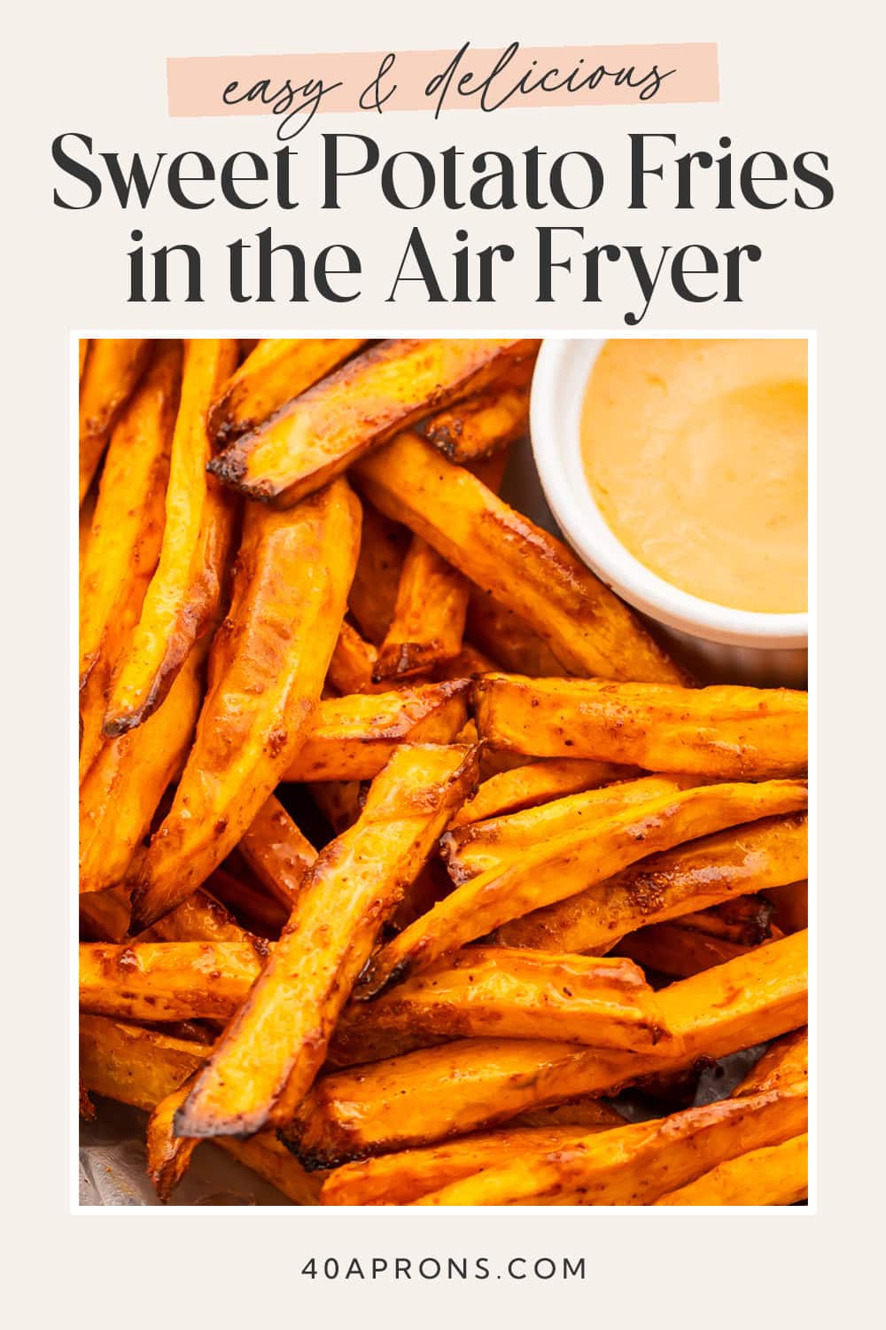 Pin graphic for air fryer sweet potato fries.