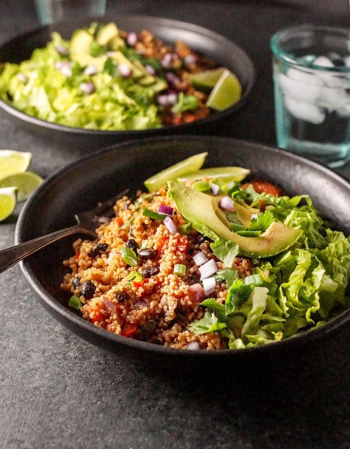 Vegetarian instant pot burrito bowls