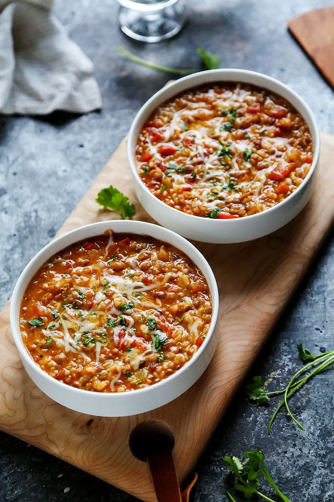 Cheesy southwestern lentil bowls