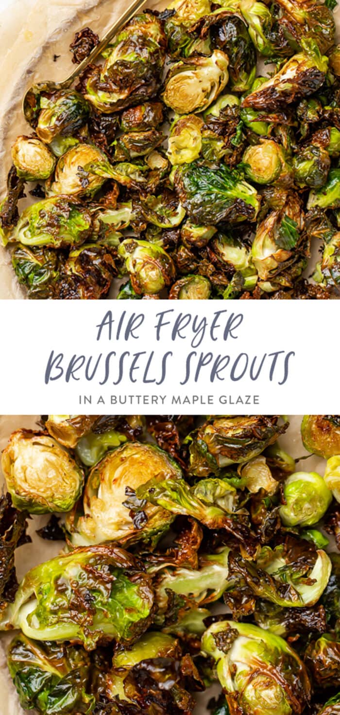 Air fryer brussels sprouts pinterest graphic