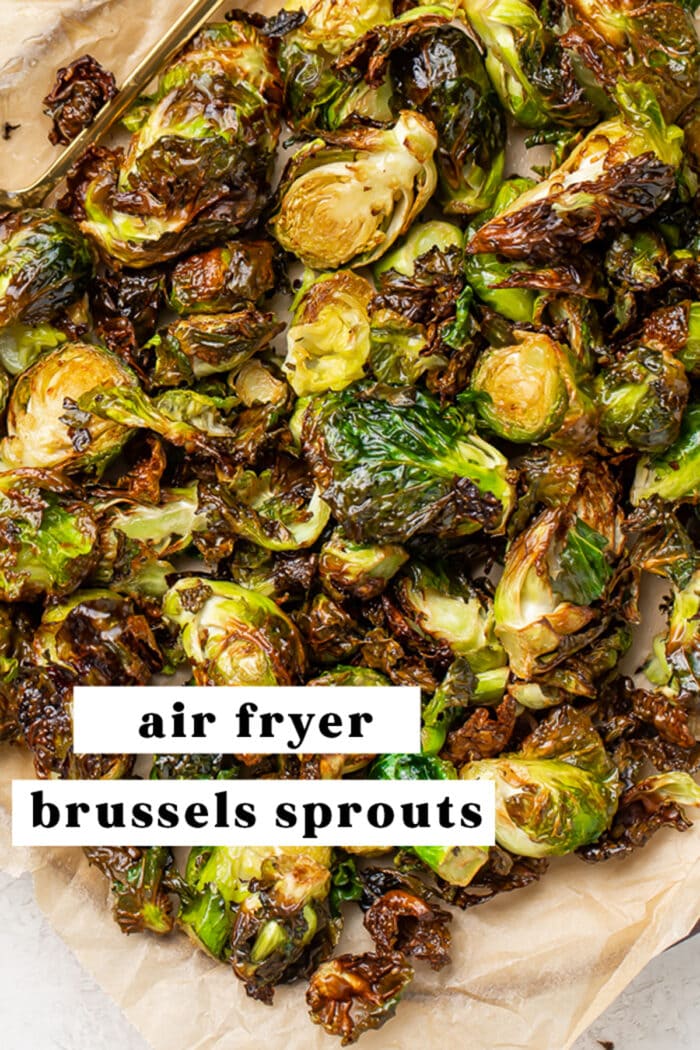 Air fryer brussels sprouts pinterest graphic