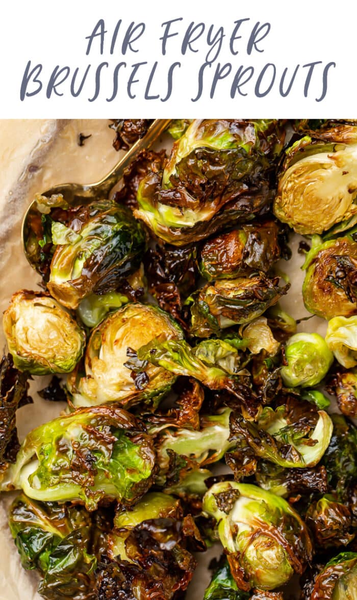 Air fryer brussels sprouts pinterest graphic