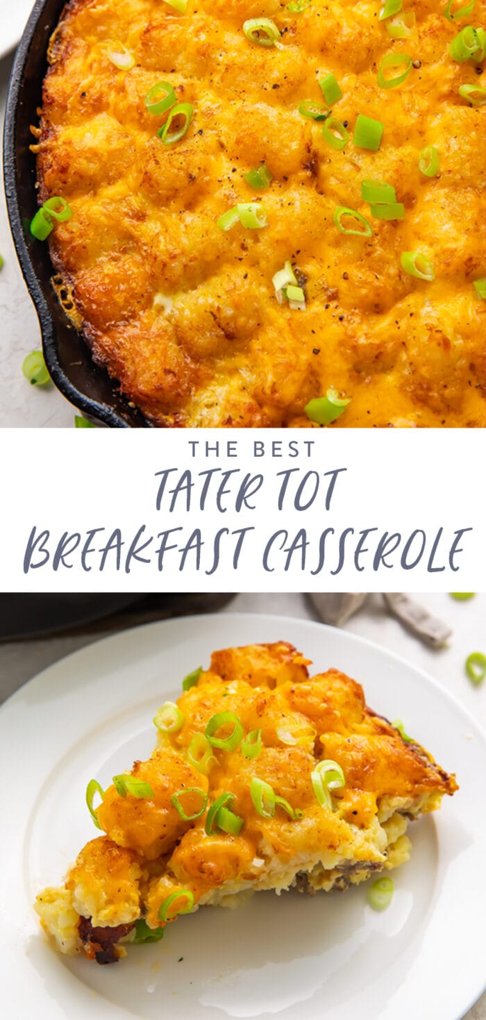 Pinterest graphic for tater tot breakfast casserole