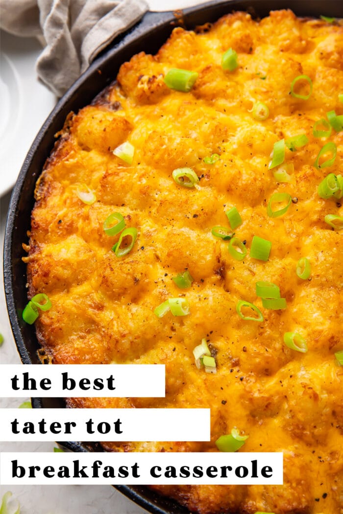 Pinterest graphic for tater tot breakfast casserole