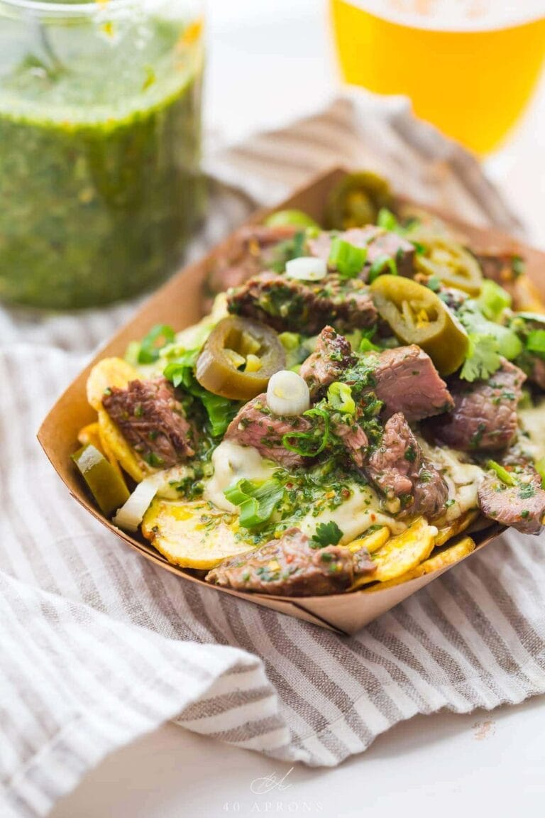 Paleo chimichurri steak nachos