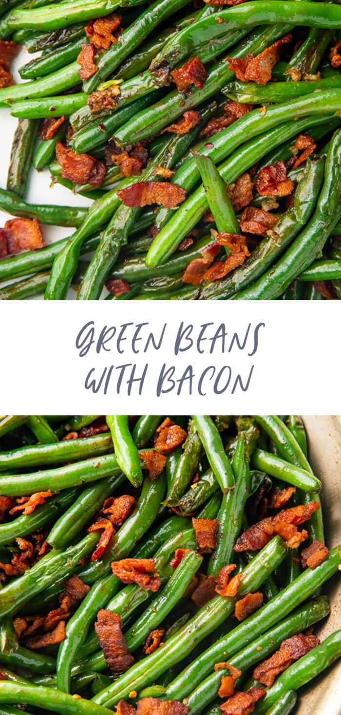 Pinterest graphic for green beans with bacon