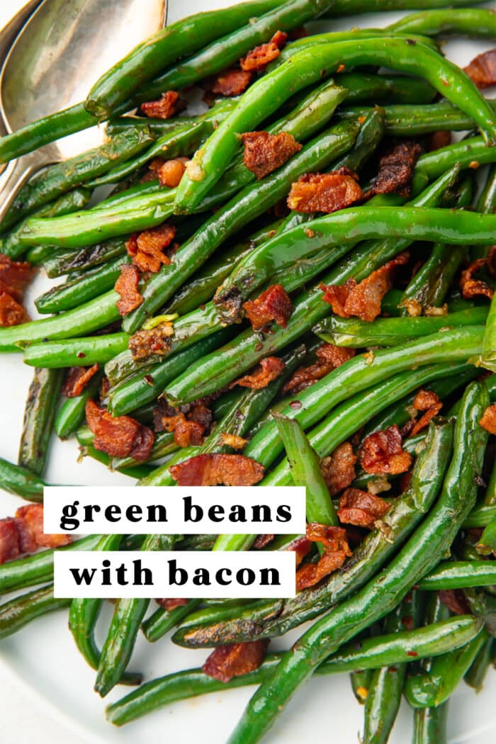 Pinterest graphic for green beans with bacon