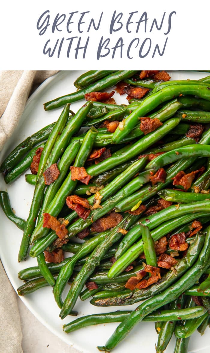 Pinterest graphic for green beans with bacon