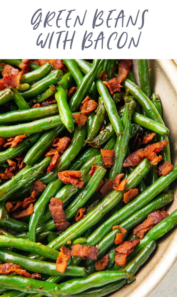 Pinterest graphic for green beans with bacon