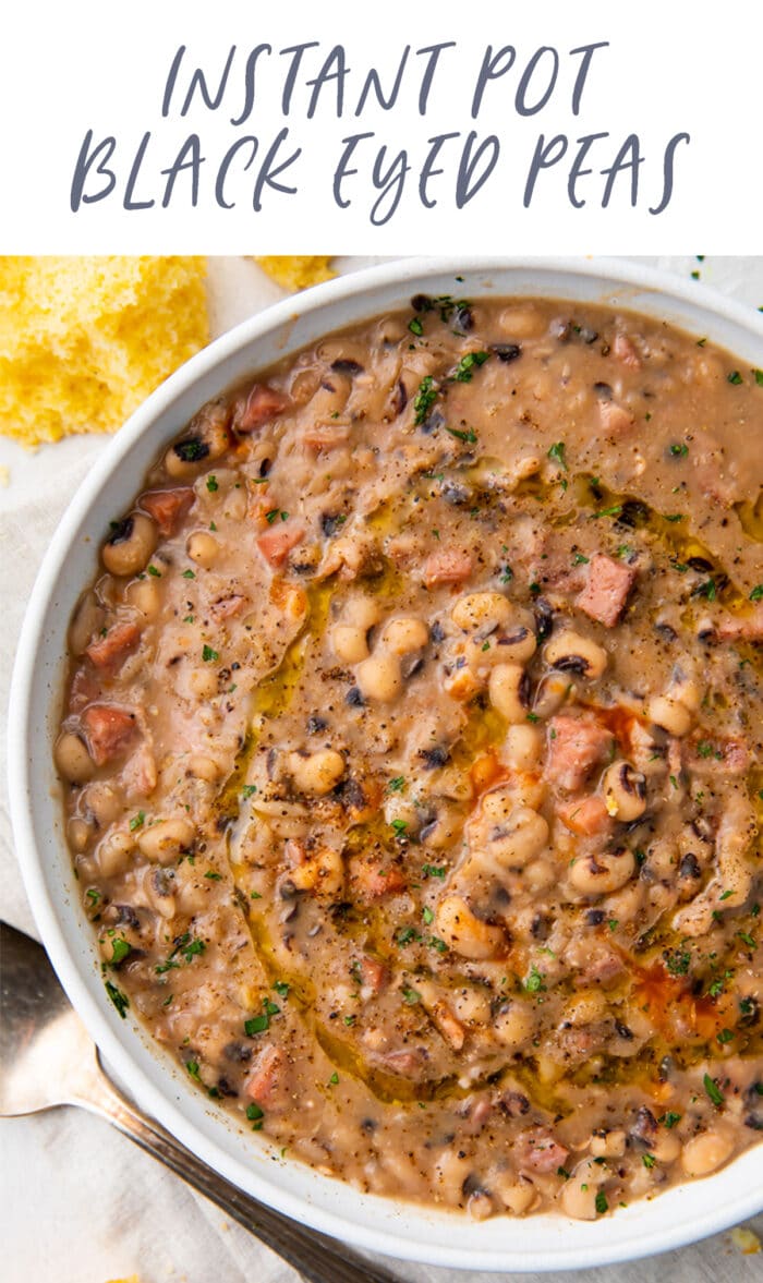 Pinterest graphic for instant pot black eyed peas