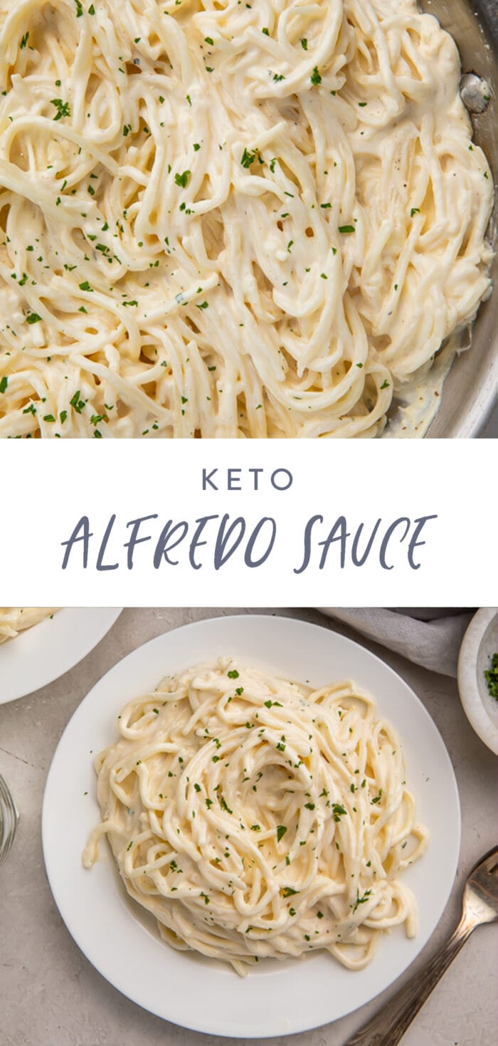 Pinterest graphic for keto alfredo sauce