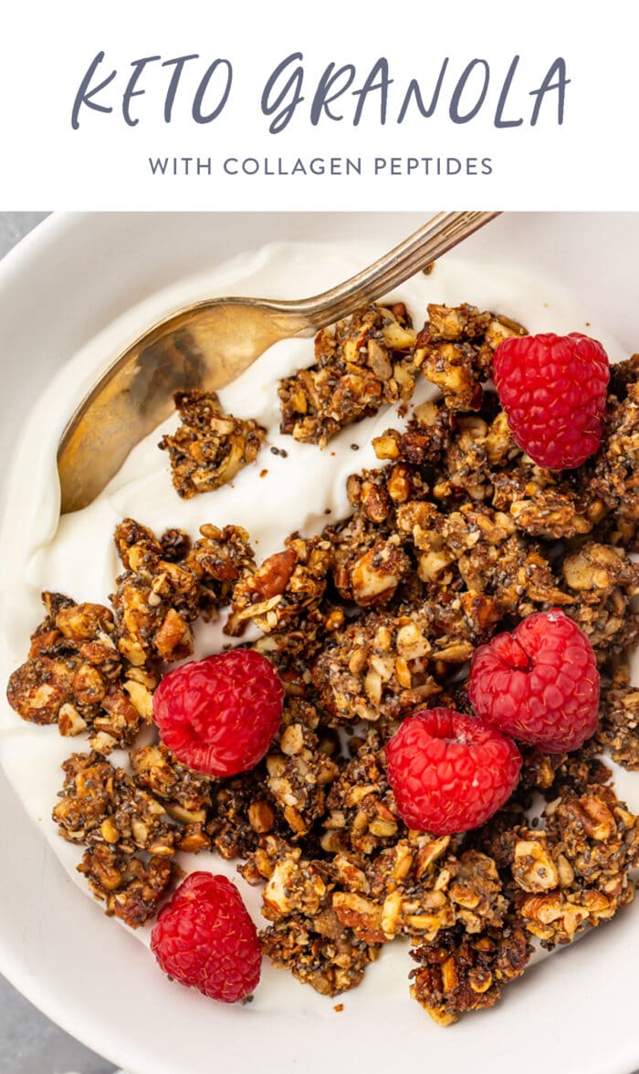 Pinterest graphic for keto granola