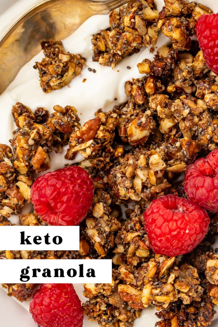 Pinterest graphic for keto granola