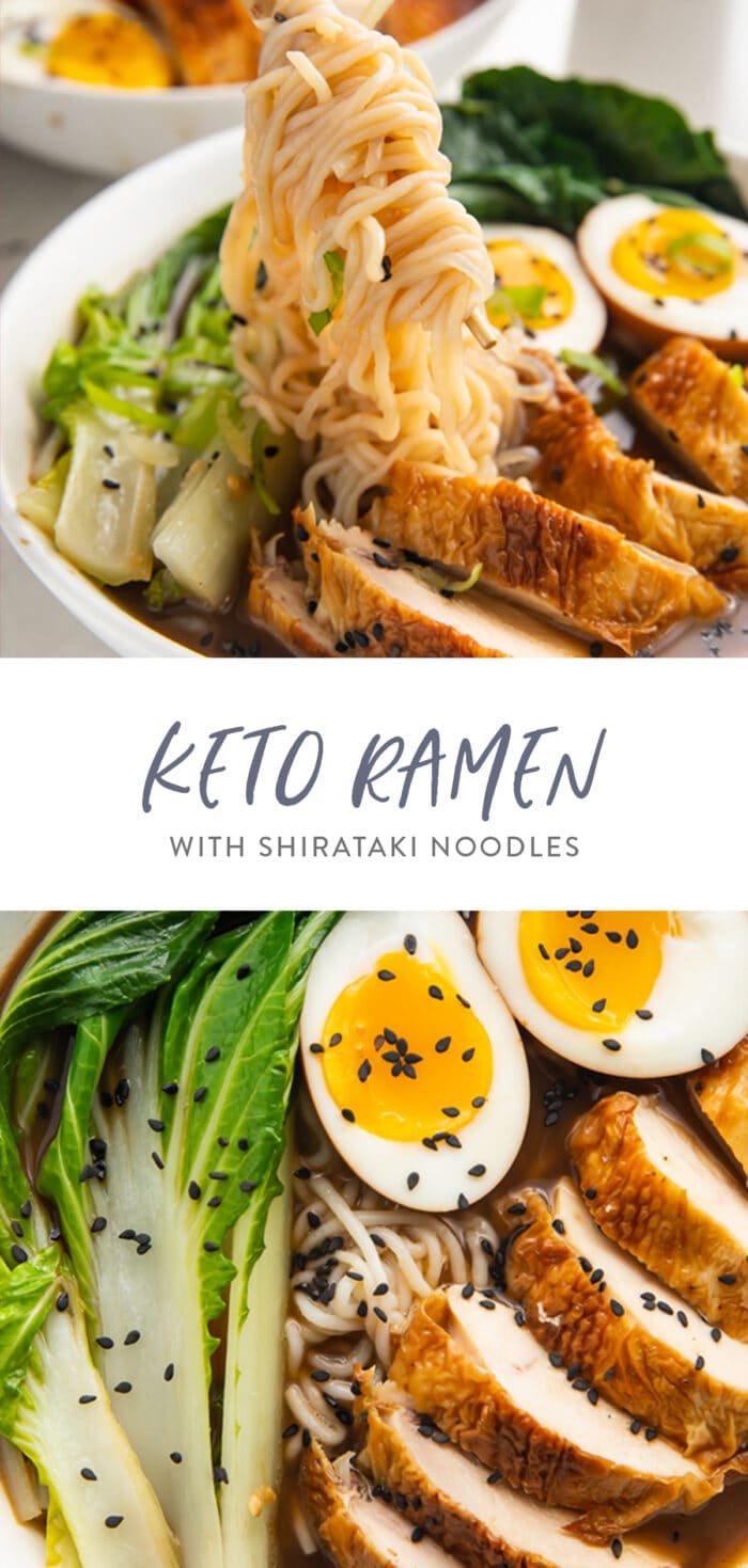 Pinterest graphic for keto ramen