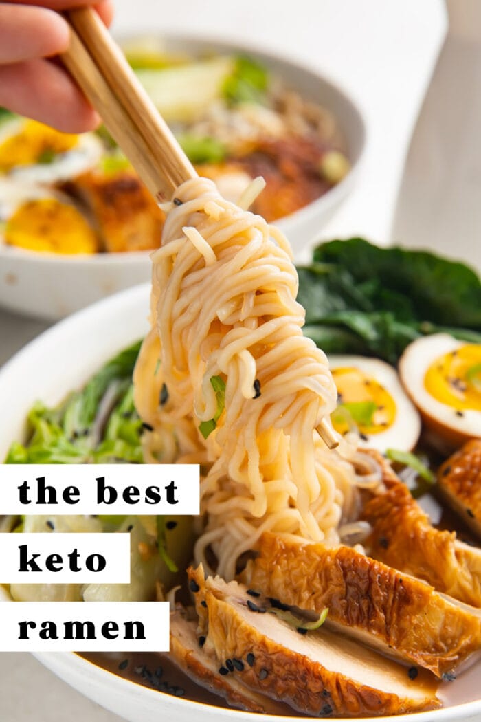 Pinterest graphic for keto ramen