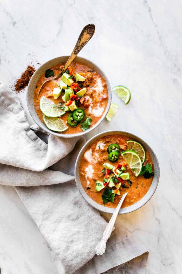 2 bowls of Whole30 creamy taco soup