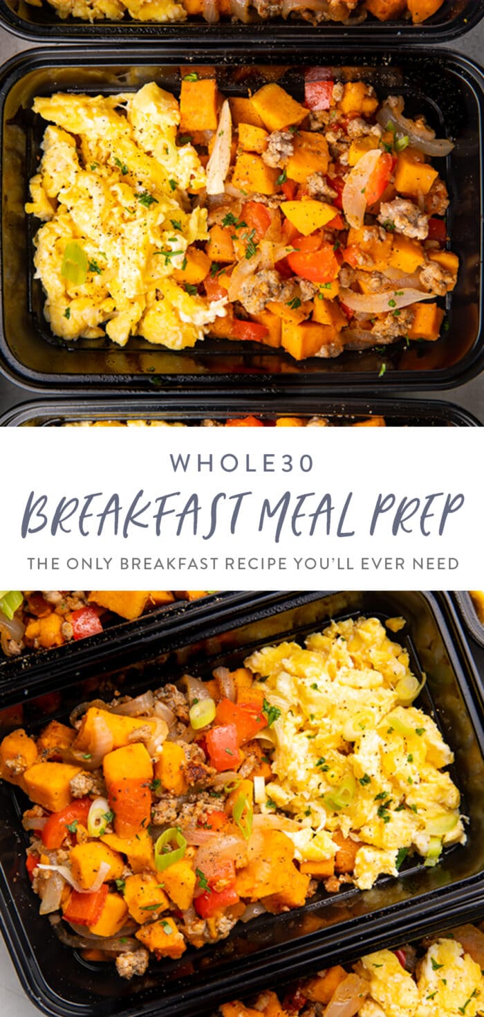 Pinterest graphic for whole30 breakfast meal prep