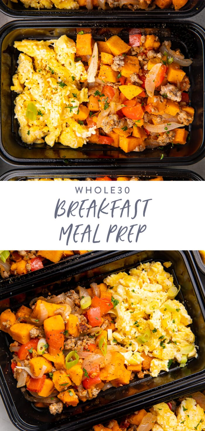 Pinterest graphic for whole30 breakfast meal prep