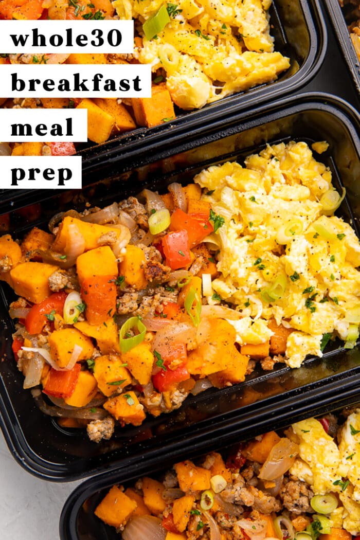 Pinterest graphic for whole30 breakfast meal prep