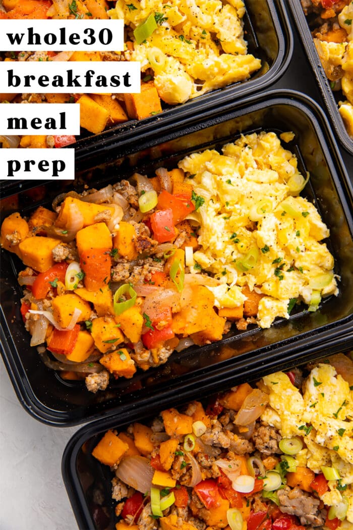 Pinterest graphic for whole30 breakfast meal prep