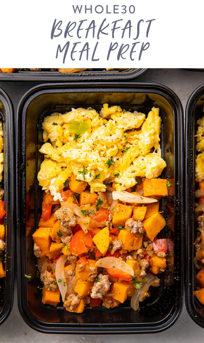 Pinterest graphic for whole30 breakfast meal prep