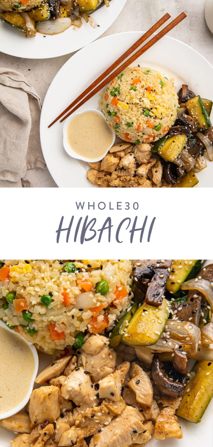 Pinterest graphic for whole30 hibachi