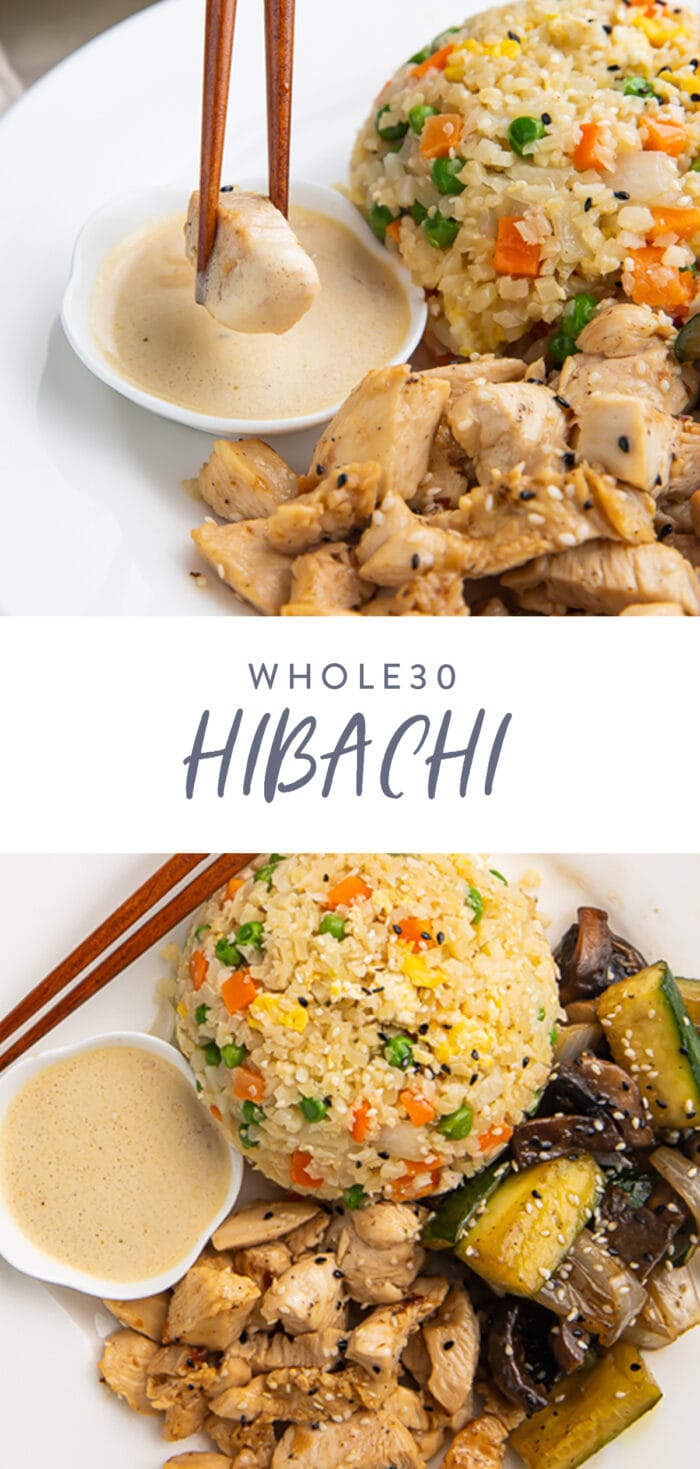 Pinterest graphic for whole30 hibachi