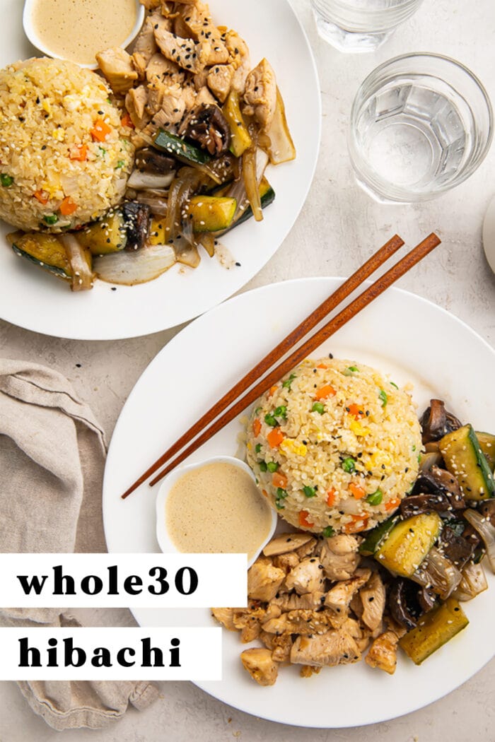 Pinterest graphic for whole30 hibachi