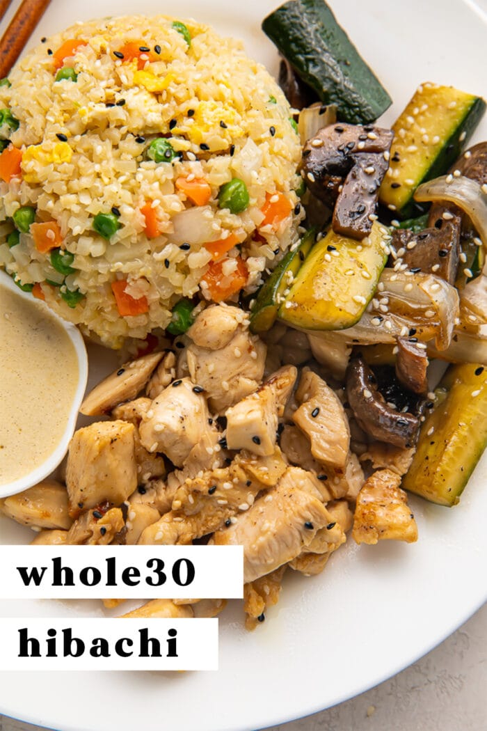 Pinterest graphic for whole30 hibachi