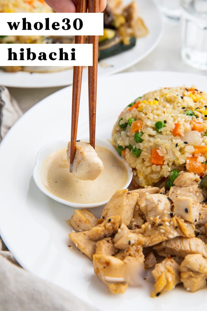 Pinterest graphic for whole30 hibachi