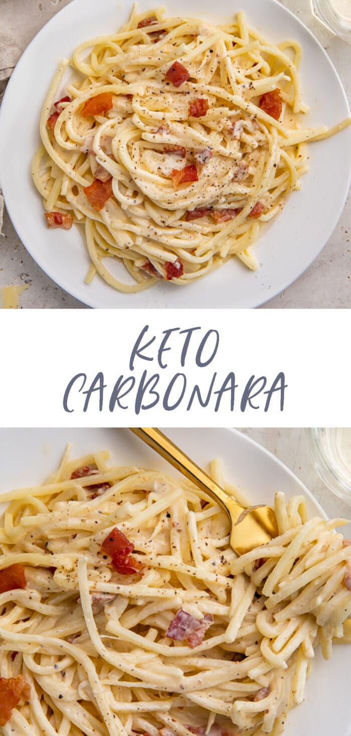 Keto carbonara Pinterest graphic