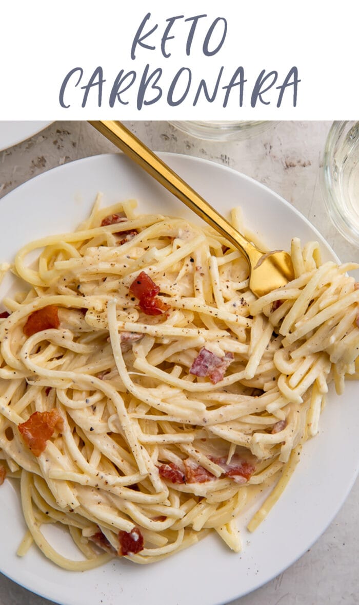 Keto carbonara Pinterest graphic