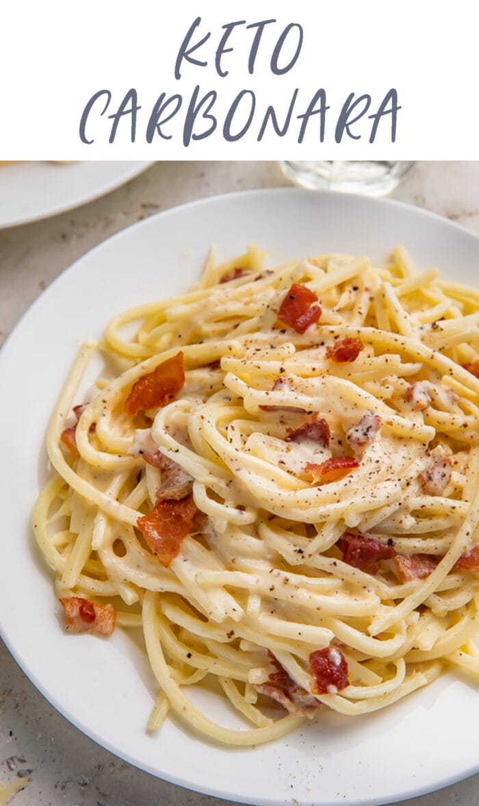 Keto carbonara Pinterest graphic