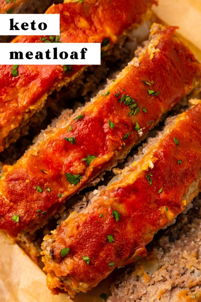 Pinterest graphic for keto meatloaf